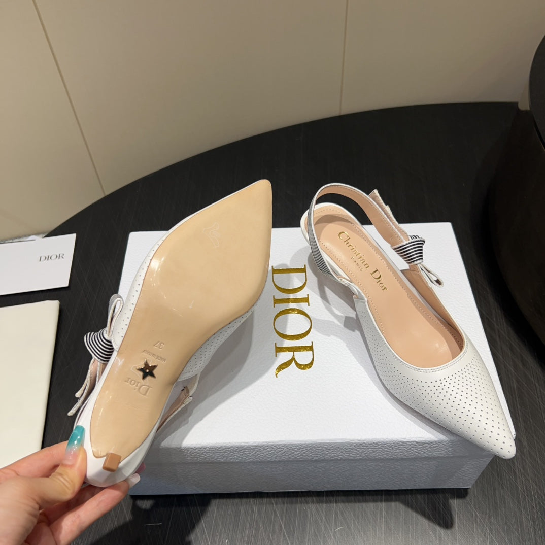 DIOR HIGH SLINGBACK 25S 50 MM IN WHITE CALFSKIN