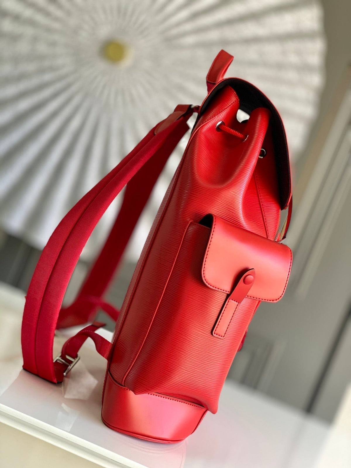LOUIS VUITTON LV x SUPREME CHRISTOPHER SMALL BACKPACK 47 IN RED EPI CALFSKIN
