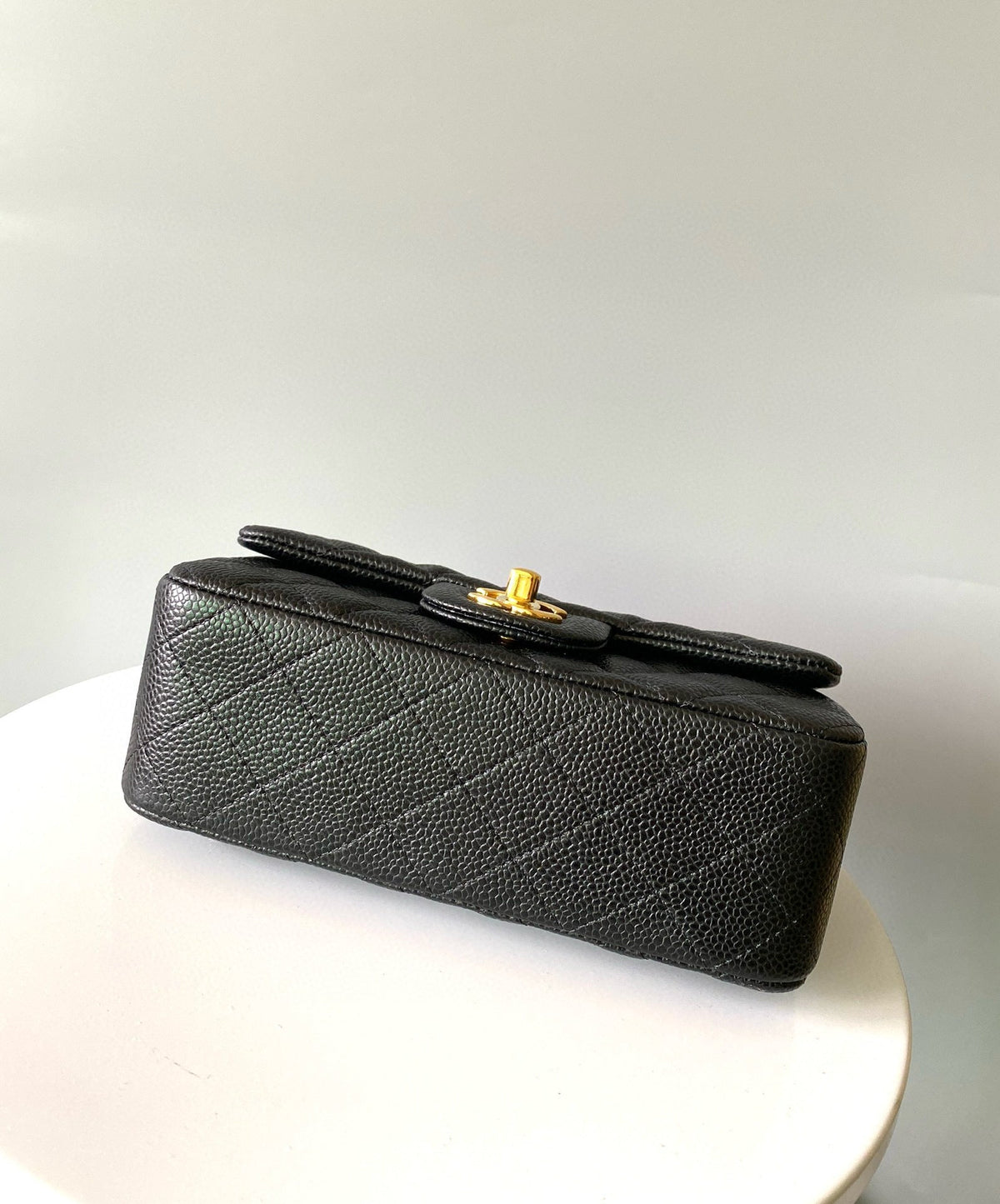 MINI RECTANGLE FLAP BAG 20CM BLACK CAVIAR GOLD HARDWARE