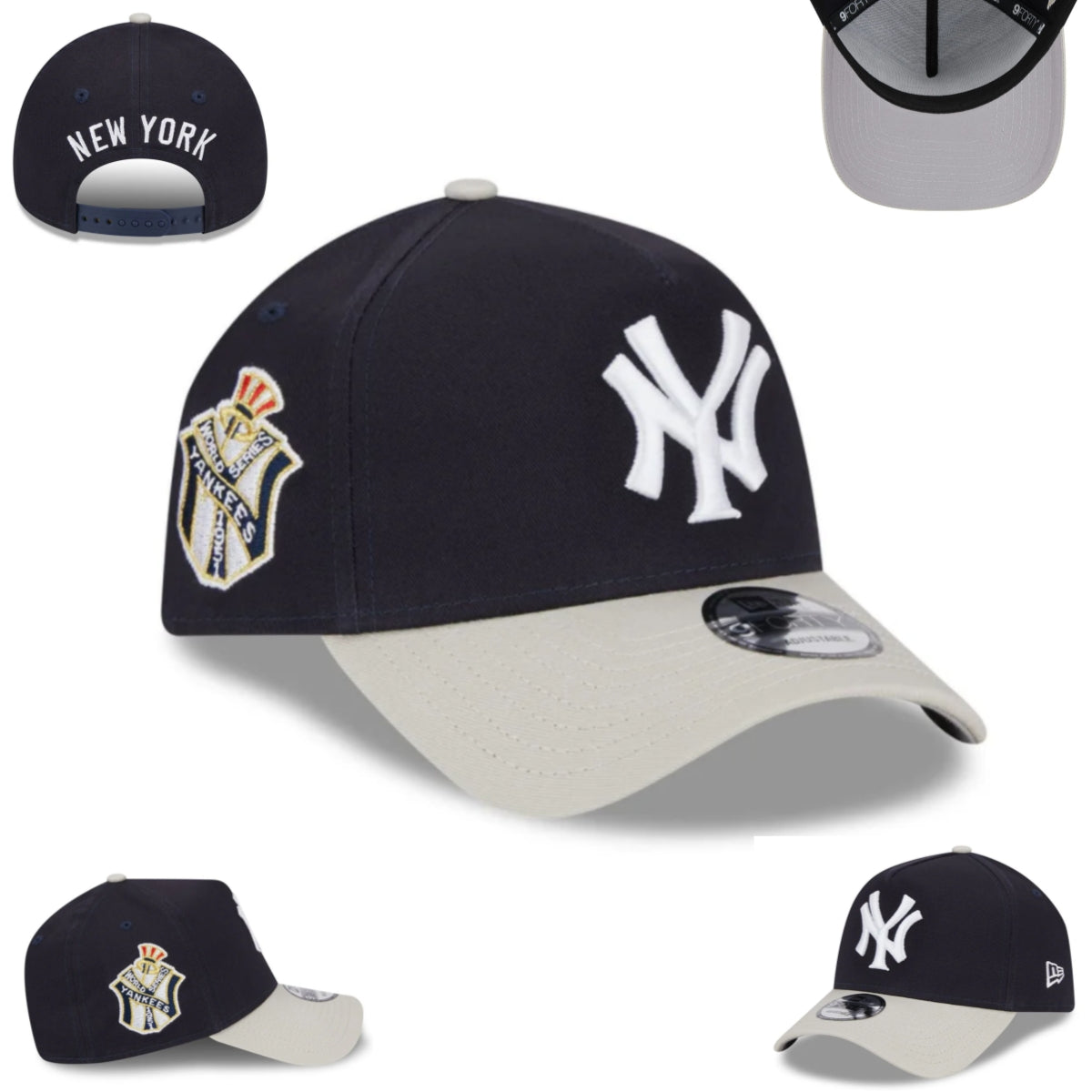 New York Yankees Navy and Gray New Era Adjustable Hat with Championship Patch