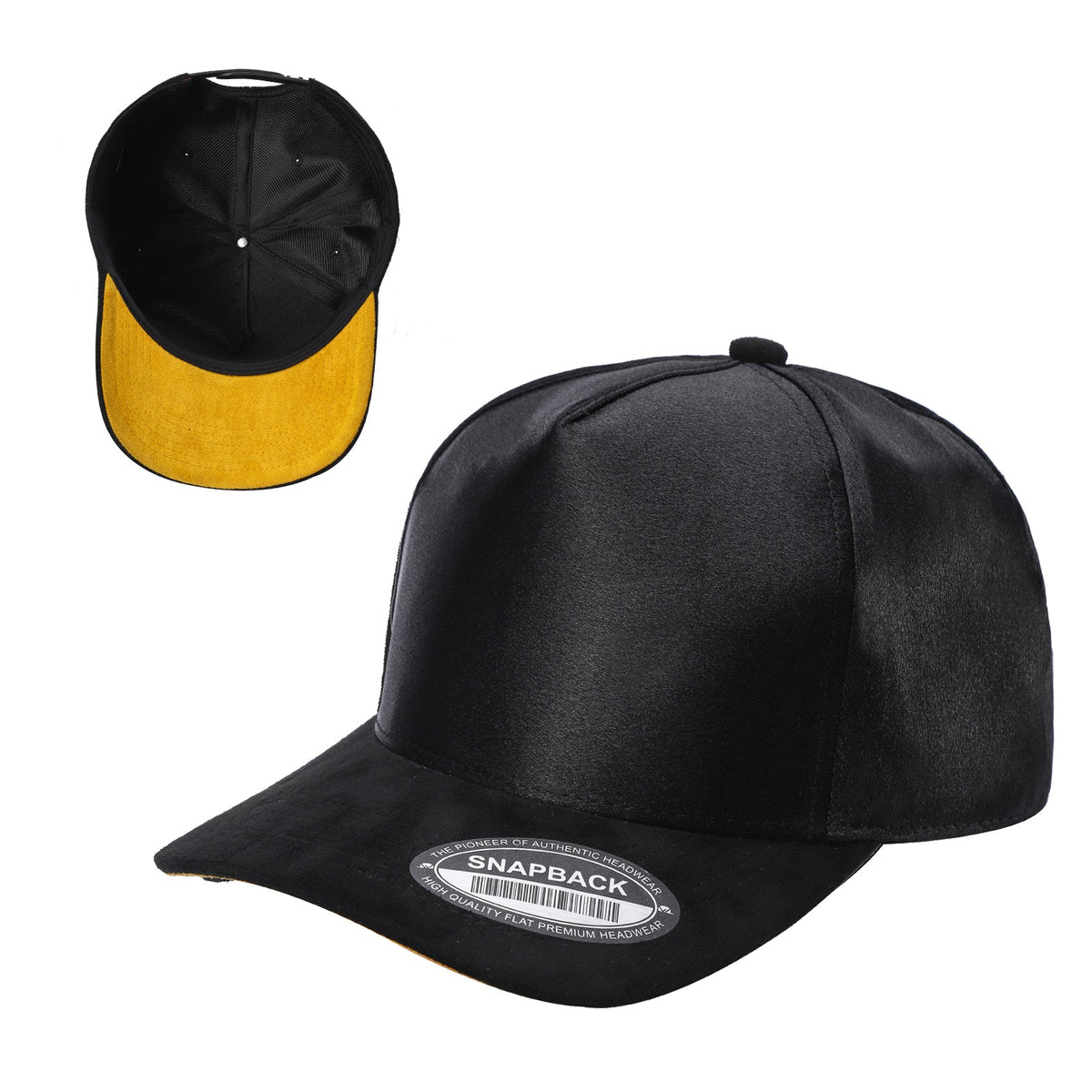 Unbranded Satin Snapback with Suede Bill