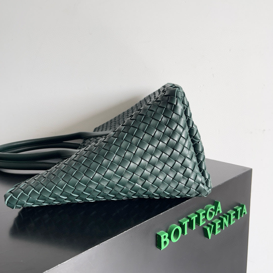 BOTTEGA VENETA 25S LARGE CABAT BAG 51 IN DEEP SLATE GREEN LAMBSKIN
