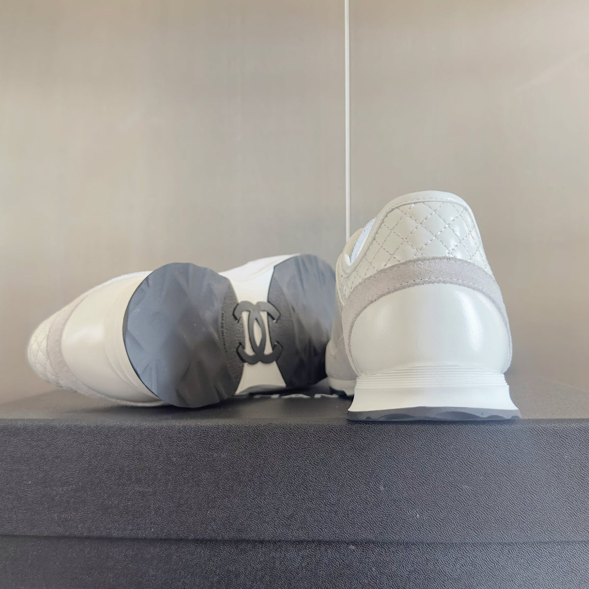 CHANEL 25S SNEAKERS 20MM IN WHITE CALFSKIN