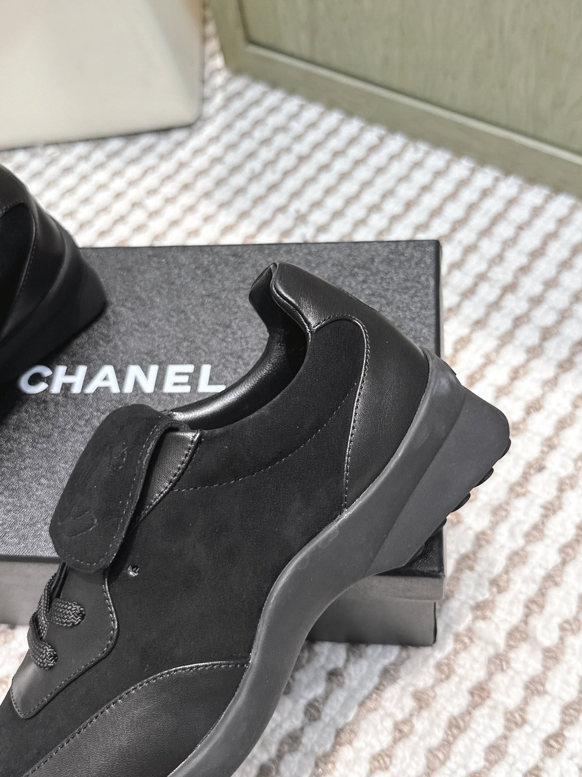 CHANEL 25S SNEAKERS 35MM IN BLACK SUEDE WITH VELCRO STRAPS