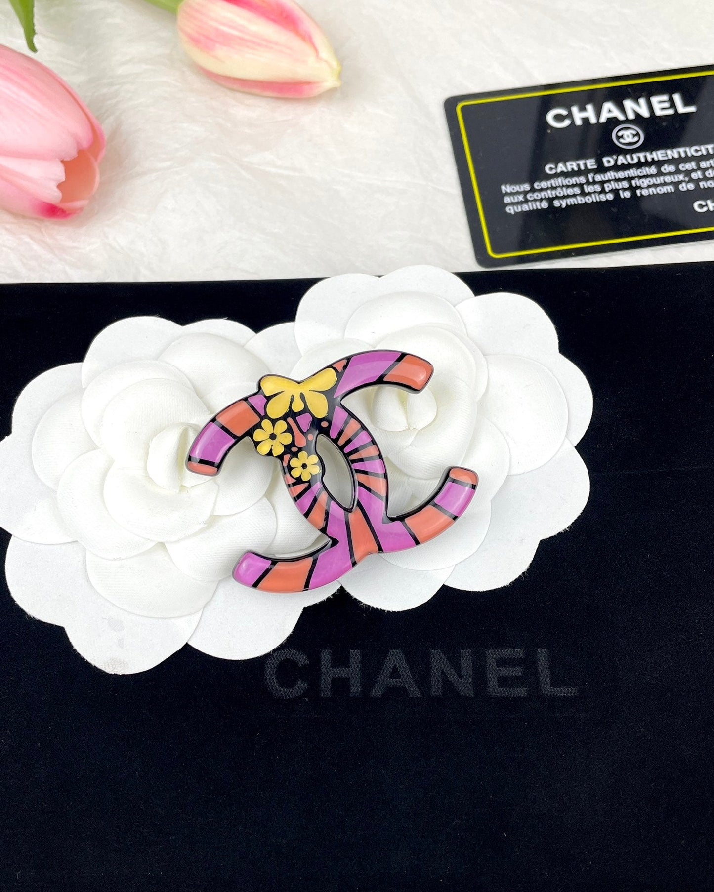 18K Chanel Pink Resin Brooch