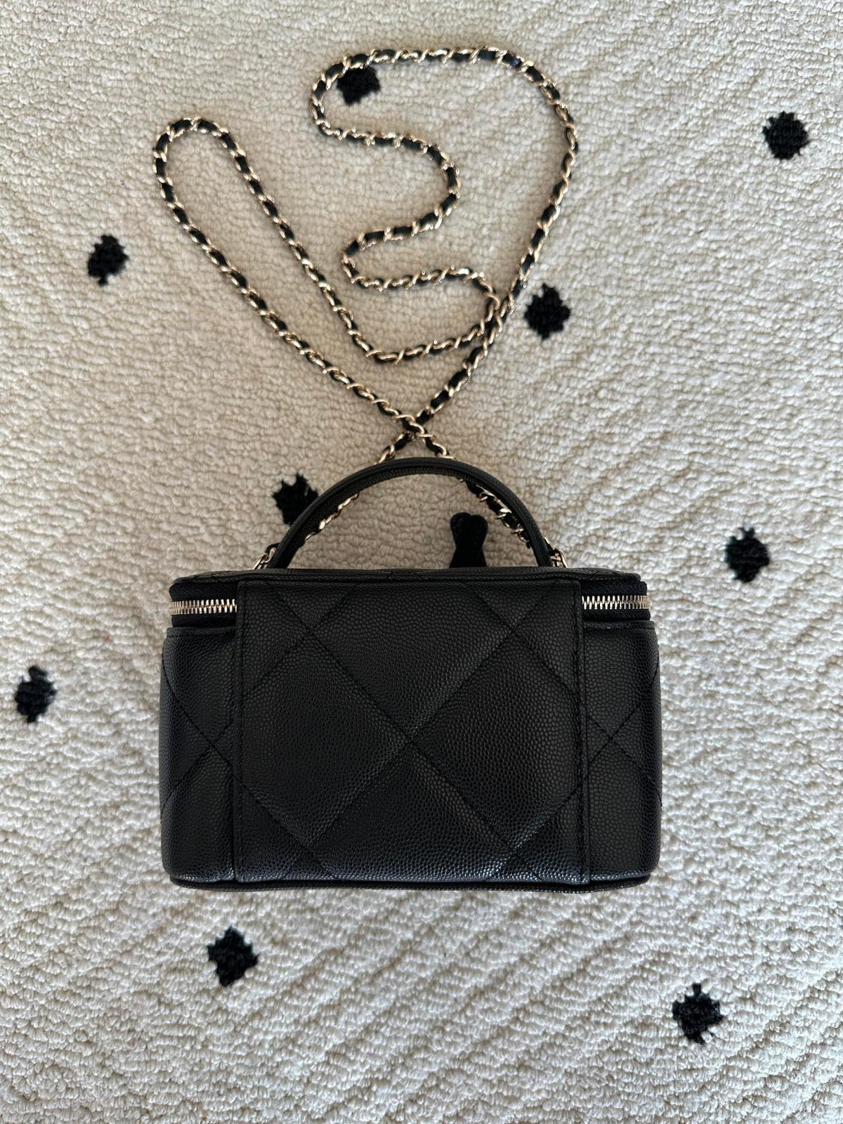 CHANEL 25S VANITY BAG 17 IN BLACK CAVIAR LEATHER WITH GOLD HARDWARE