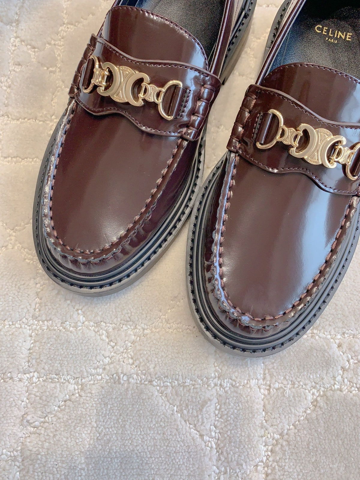 CHANEL 25S ARC DE TRIOMPHE LOAFERS IN ROSEWOOD CALFSKIN GOLD HARDWARE