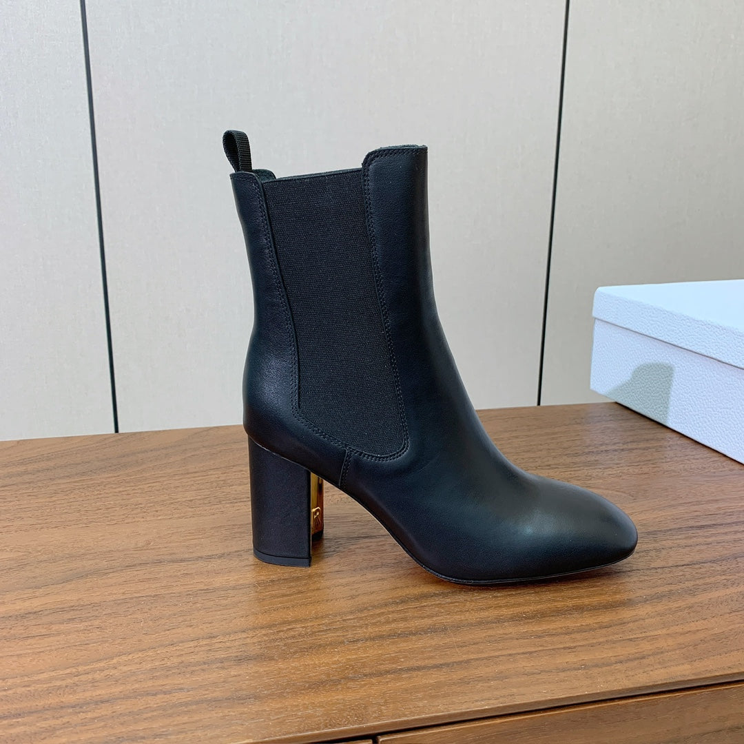 DIOR 25S ANKLE BOOTS 80 MM IN BLACK CALFSKIN