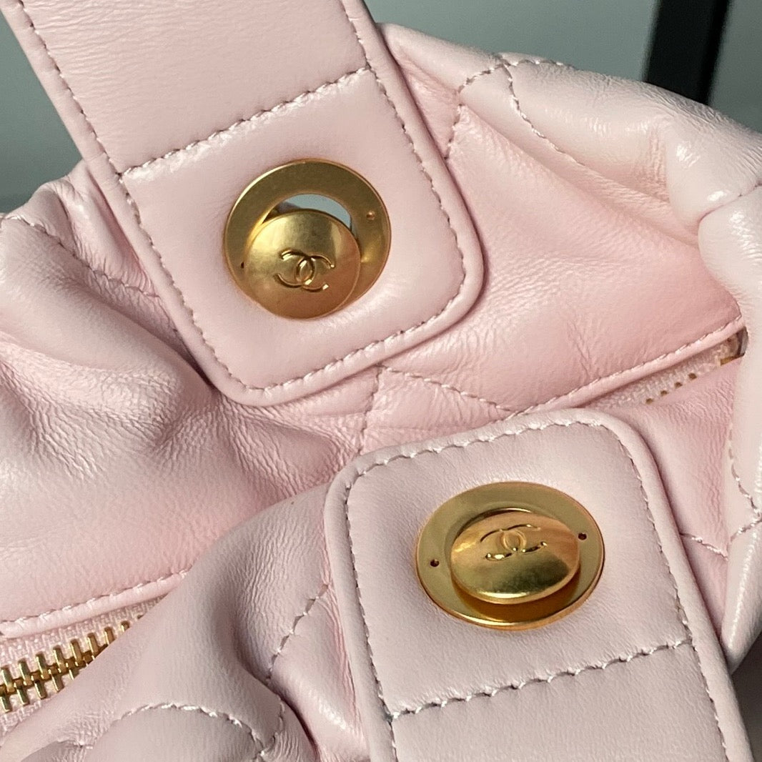 CHANEL 25S BOW BAG 38 IN PINK LAMBSKIN WITH GOLD HARDWARE