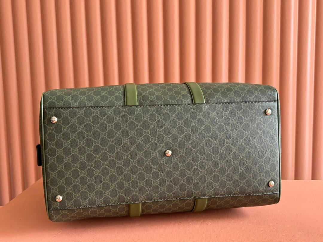 GUCCI 25S OPHIDIA MEDIUM BAG 52 CM IN MOSS GREEN CALFSKIN