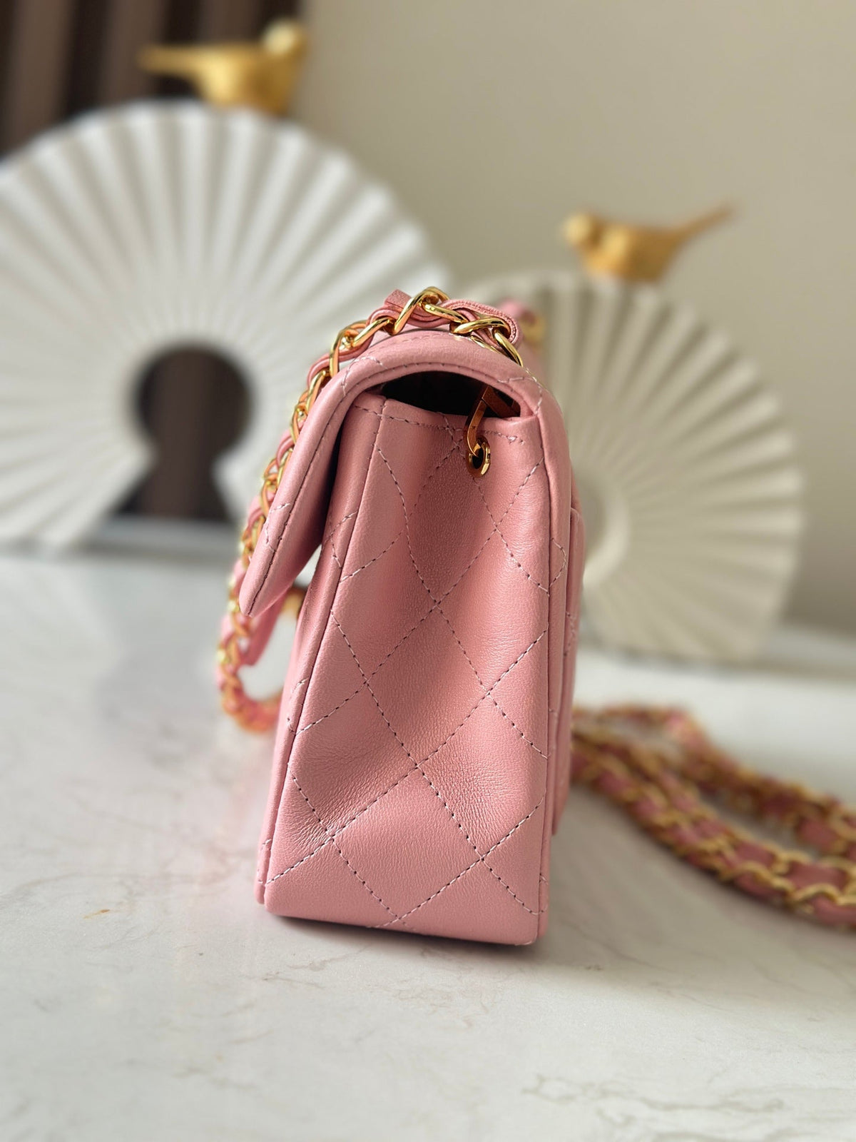 CHANEL 25S MINI FLAP BAG 18 IN PINK LAMBSKIN WITH GOLD HARDWARE