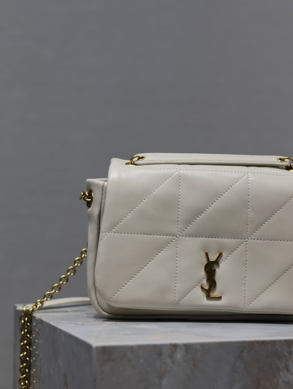 YSL 25S JAMIE MINI 20 IN BLANC VINTAGE LAMBSKIN GOLD HARDWRE