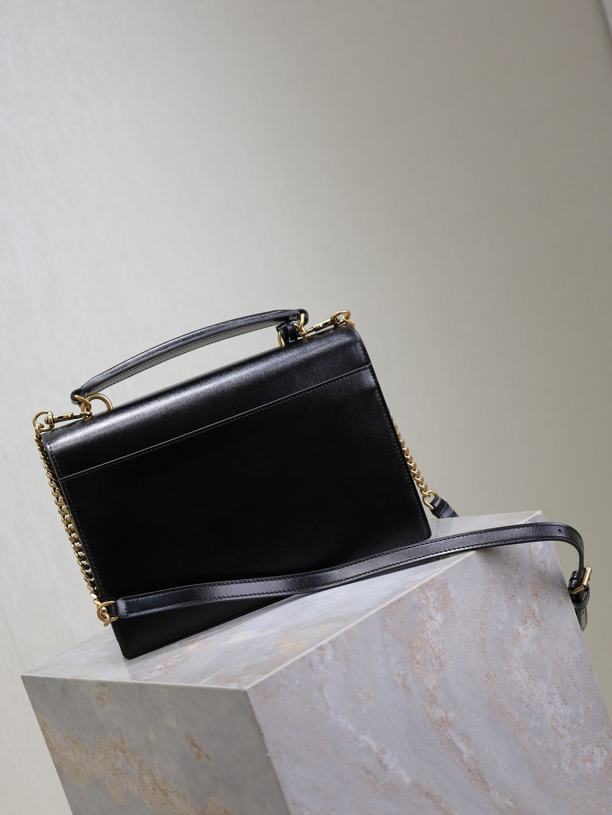 YSL 25S SUNSET MM 25 IN BLACK CALFSKIN GOLD HARDWRE