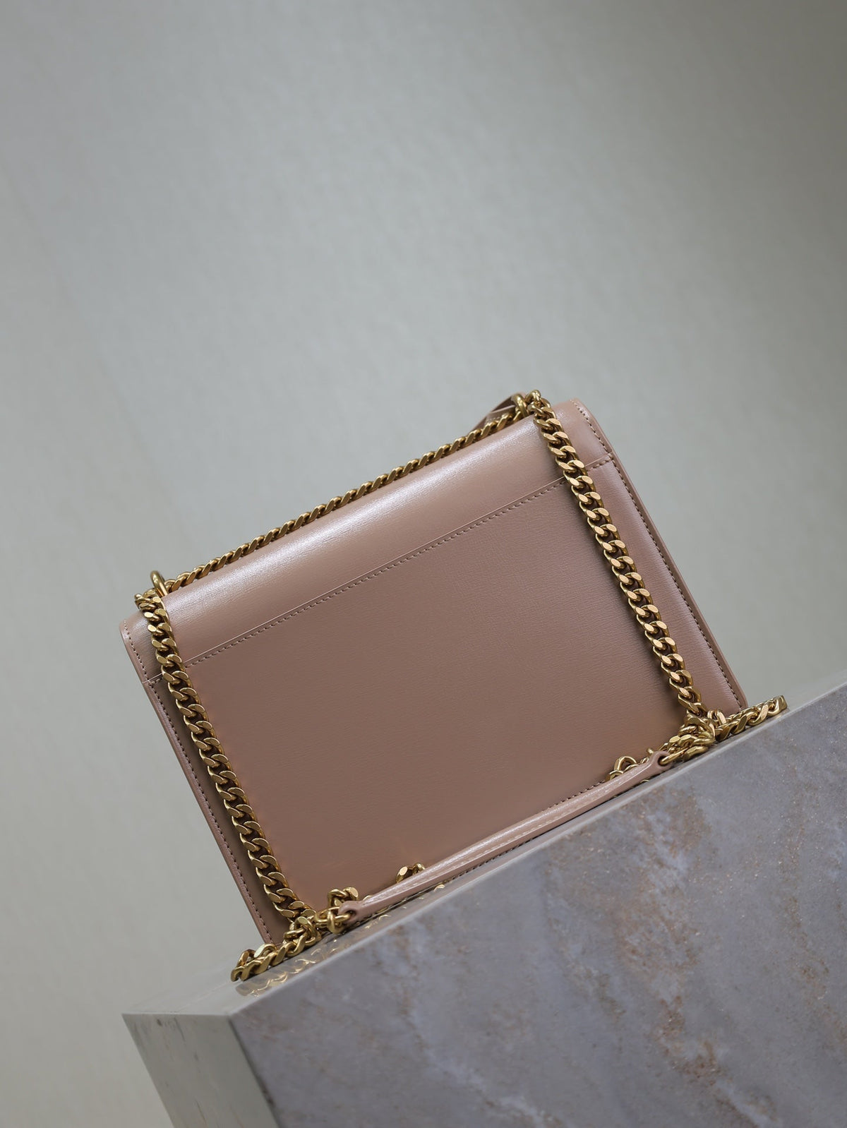 YSL 25S SUNSET BAG 22 IN WARM TAUPE PINK CALFSKIN GOLD HARDWARE